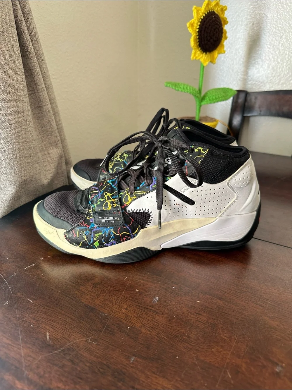 Jordan Black Sneakers with Neon Multicolor Splatter